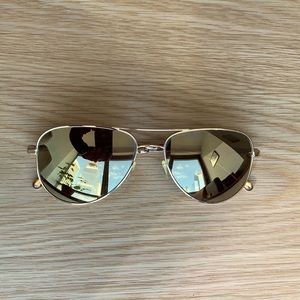 Unisex, Gold, Aviator Sunglasses